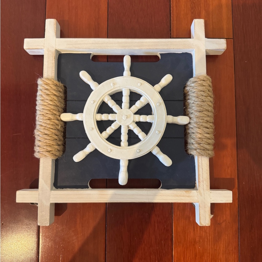 Hobby Lobby Nautical Ship Wheel Decor - White  and Blue